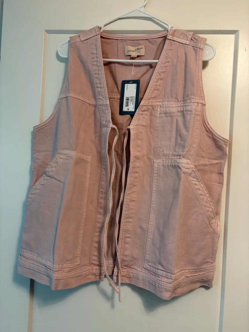 NWT - Women’s Universal Thread Pink Tie Utility Vest - Size Medium (oversized) - Picture 2 of 4